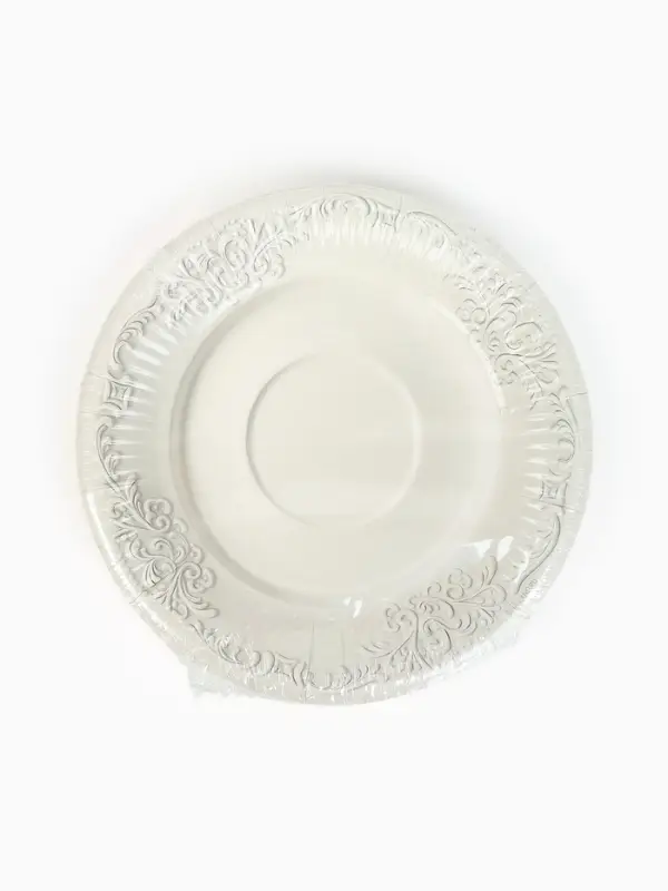 Тарелка одноразовая бумажная «Керамика белая, узоры», 18 см