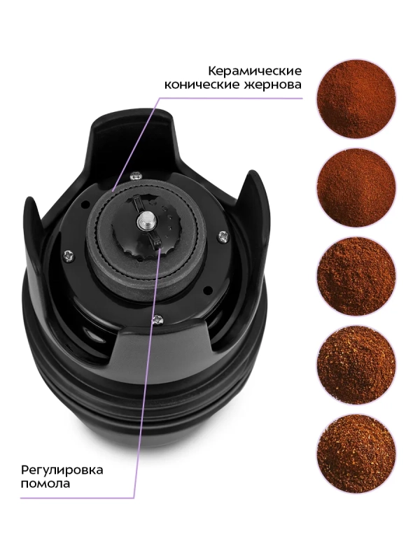 Портативная кофемолка  Портативная кофемолка "3 в 1" жерновая KT-7534 - 14 Вт