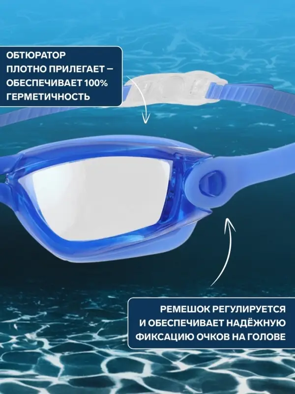 Очки для плавания ONLYTOP, беруши, цвета МИКС