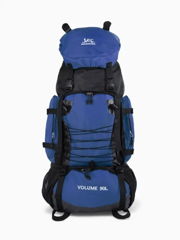 Рюкзак туристический, 90 литров, 6 наружных карманов, шнуровка, синий