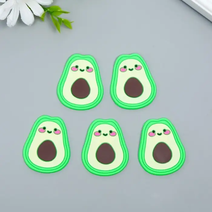 Декор для творчества резина Декор для творчества резина "Авокадо с рожицей" набор 10 шт 4,5х3,5 см