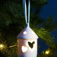 Светодиодная фигура &laquo;Дом с сердцем&raquo;, 9.3&times;6&times;6 см, 1 LED, керамика, от батареек LR44&times;3, тёплый белый свет