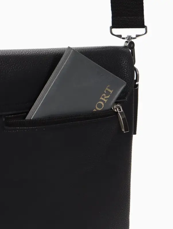 Сумка планшет муж, 19*2*23, 2 отд на молнии,  н/карм, длин рег ремень, черный