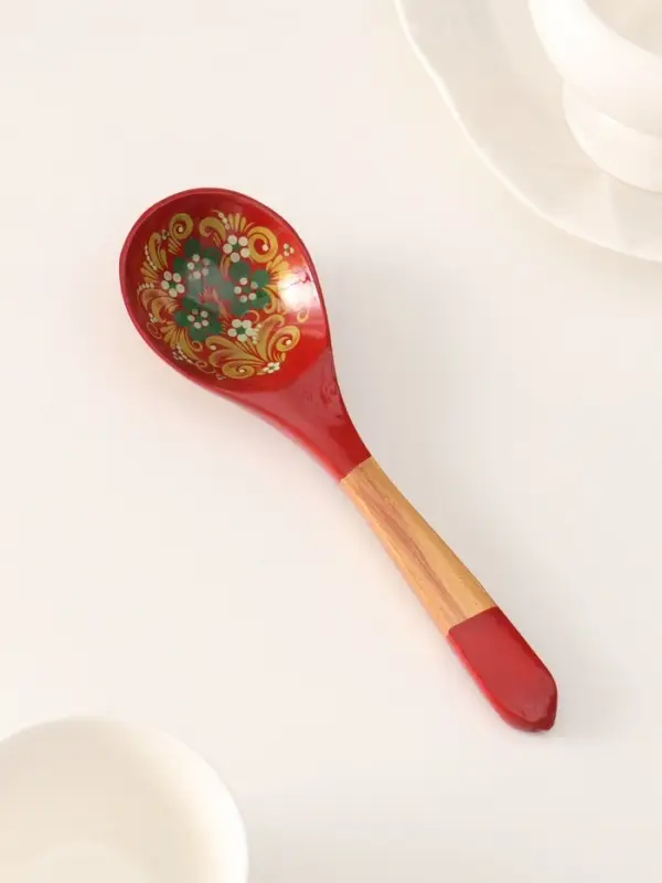 Ложка деревянная &laquo;Краснушка&raquo;, с плоским черенком, 20.2&times;6.2 см, хохлома, ручная роспись