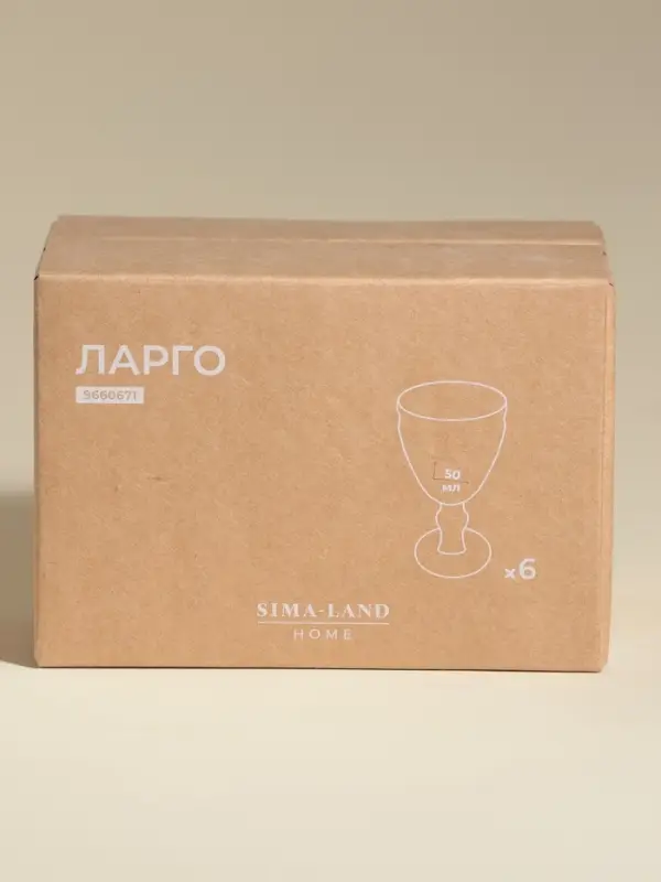 Рюмки SL Home &laquo;Ларго&raquo;, 50 мл, 5&times;10.5 см, набор 6 шт., стекло, прозрачные