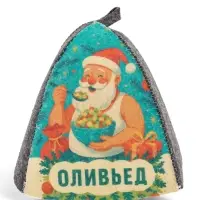 Шапка для бани с принтом "Оливьед. Новый год", темная