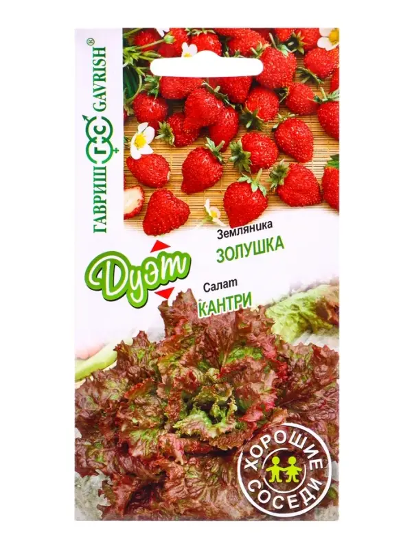 Семена Салат Кантри 0,5 г+Земляника Золушка 0,03 г серия Дуэт Хорошие соседи