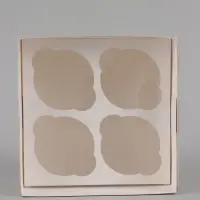 Коробка для капкейка, кондитерская упаковка, 4 ячейки &laquo;Нюд&raquo;, 16&times;16&times;10 см