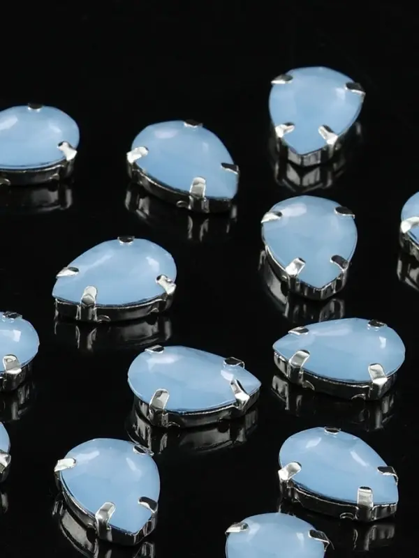 Стразы пришивные «Капля», в цапах, 10×14 мм, 20 шт., голубые