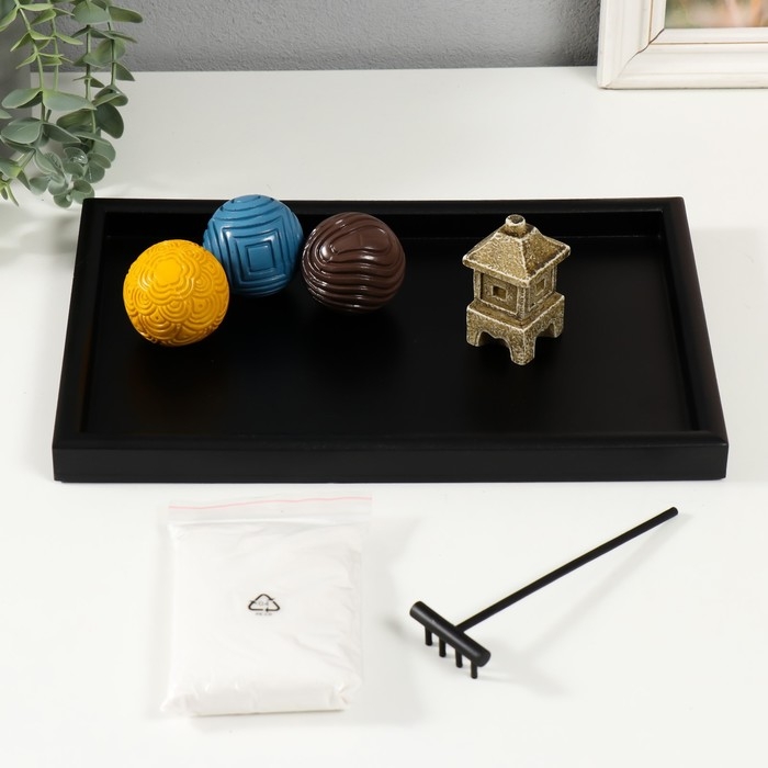 Сад камней Дзен  Сад камней Дзен "Три шара с рисунками" песок 29,5х20х5,5 см