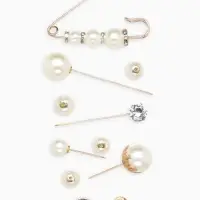 Набор булавок (6 шт.) &laquo;Жемчужное ассорти&raquo;, 6.5 см, белый в золоте