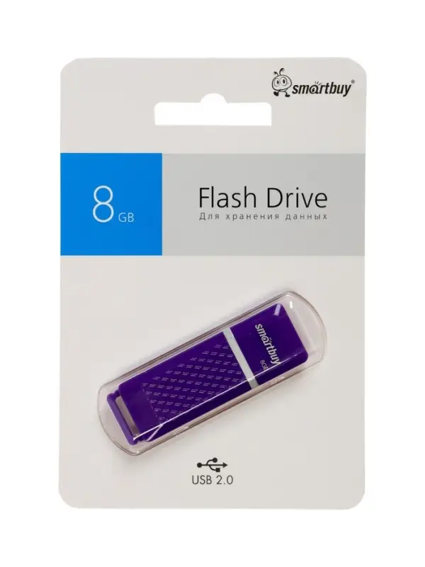 Флешка Smartbuy Quartz series Violet, 8 Гб, USB 2.0, чтение до 25 Мб/с, запись до 15 Мб/с, фиолетовая