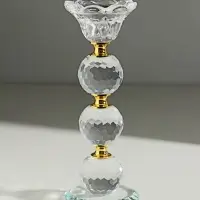Стеклянный подсвечник на 1 свечу &laquo;Цветочек с тремя шарами&raquo;, 18&times;7&times;7 см