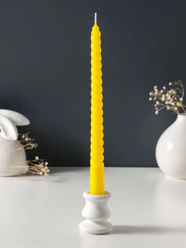 Набор свечей витых 25 см, 2 шт., 57 г, 5 ч, жёлтый