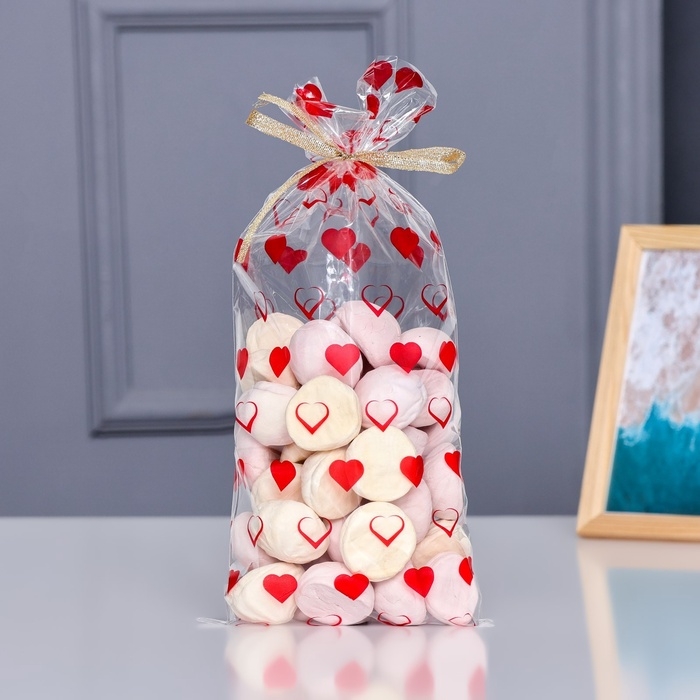 Пакет фасовочный БОПП, Пакет фасовочный БОПП, "Сердца" 15*30 см набор 50 шт