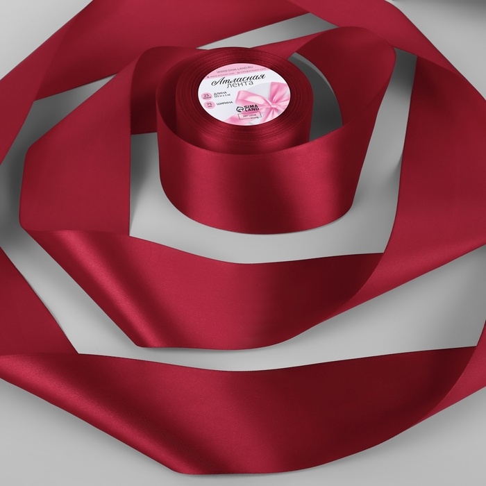 Лента атласная, 75 мм × 23 ± 1 м, цвет глубокий красный №33 Лента атласная, 75 мм × 23 ± 1 м, цвет глубокий красный №33