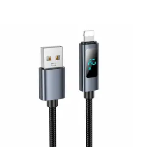 Кабель X112 HOCO USB на Lightning 1M 2.4A с индикатором черный