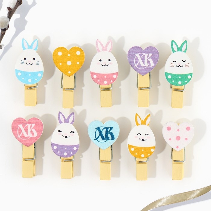 Набор прищепок для украшения вербы «ХВ» на пасху, 10 х 12 см. Набор прищепок для украшения вербы «ХВ» на пасху, 10 х 12 см.