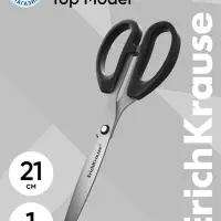 Ножницы ErichKrause Top Model, 21 см, блистер, увеличенная толщина лезвий, чёрные