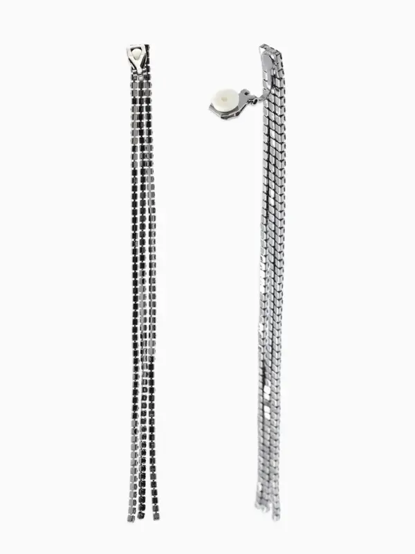 Клипсы висячие со стразами &laquo;Лёд&raquo;, классика, чёрная в чёрном металле