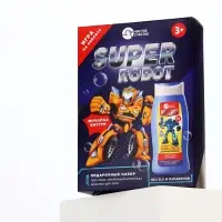 Подарочный набор детский SUPER ROBOT, гель-пена 250 мл и мочалка, Чистое счастье