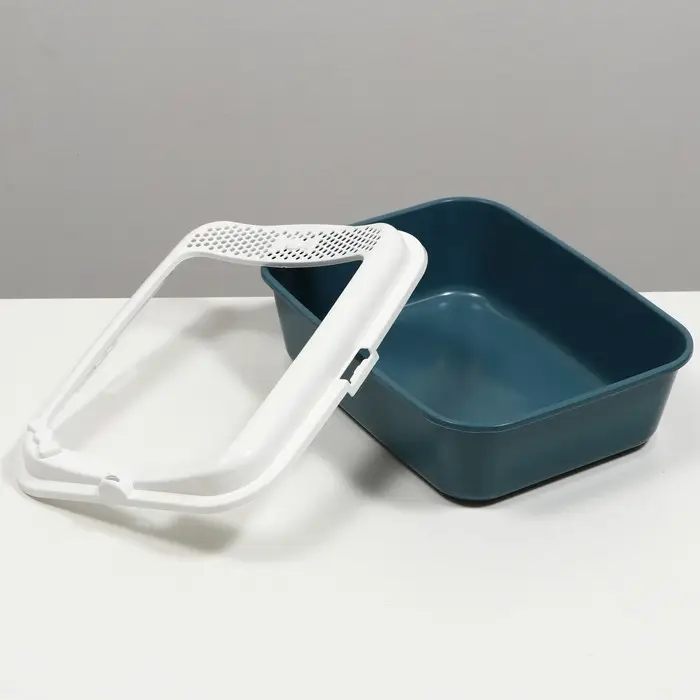 Туалет для кошек &laquo;Сима&raquo; FIX, 30&times;39&times;13.5 с, с бортом и совком, пластик, совок МИКС, серый