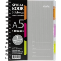 Бизнес-тетрадь 140л,кл,А5,SPIRAL BOOK Серый,евроспир,обл.пласт,раздел.84109