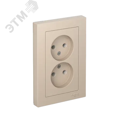 ATLASDESIGN РОЗЕТКА двойная без заземления,16А, в сборе, ПЕСОЧНЫЙ