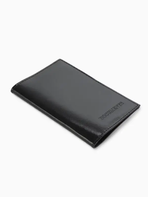 Обложка для автодокументов, натуральная кожа, гладкая, 10&times;1&times;13 см, чёрная