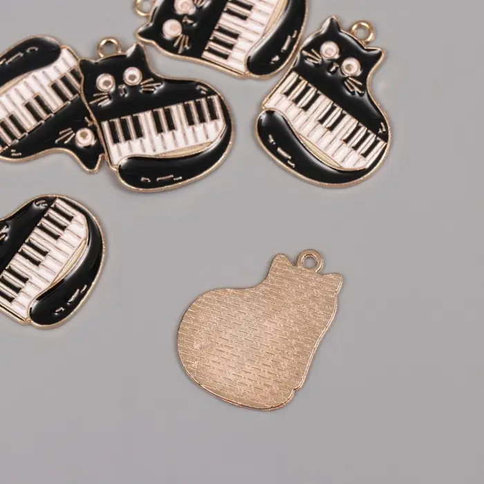 Декор для творчества металл, эмаль Декор для творчества металл, эмаль "Котик с синтезатором" 2,3х2,2 см