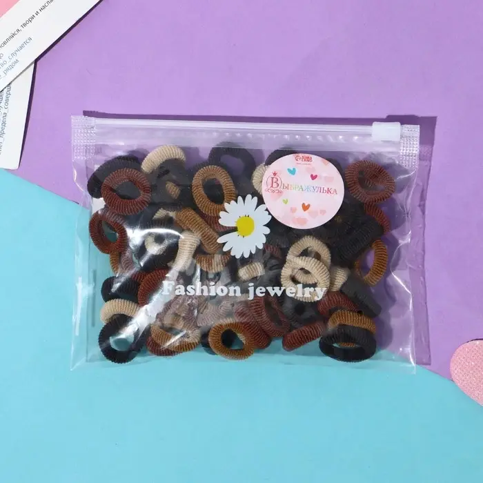 Резинка для волос "Махрушка" (набор 80 шт) нежность, 2,5 см, коричневый