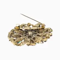 Брошь "Императрица" цветок распустившийся, цветная в чернёном золоте