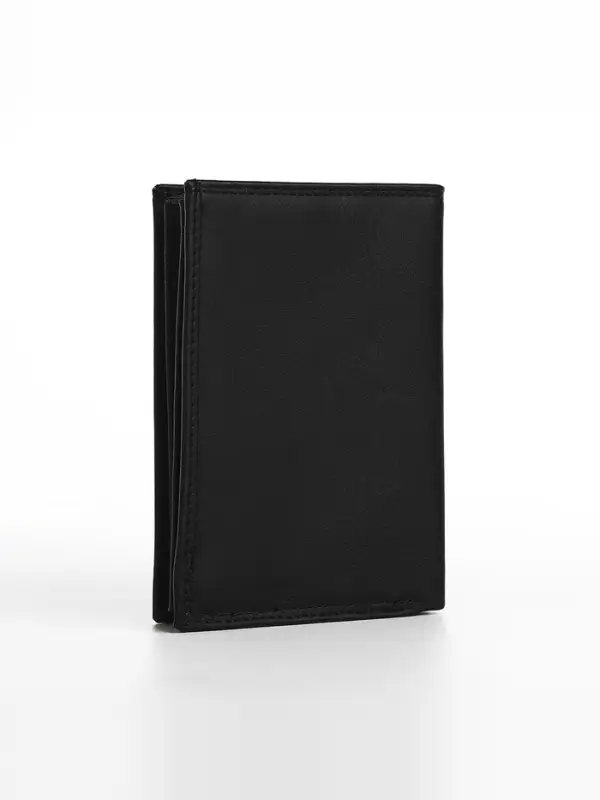 Портмоне мужское, без застёжки, 3 в 1, автодокументы, паспорт, чёрное