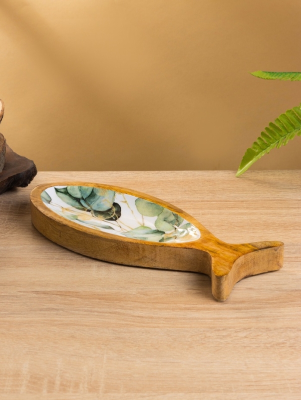 Блюдо в форме рыбки Блюдо в форме рыбки "Оливковая ветвь" дерево манго 25,5х10х2 см