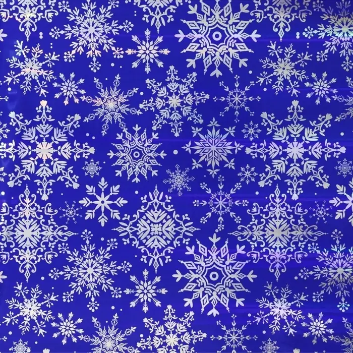 Плёнка упаковочная новогодняя &laquo;Снежинки&raquo;, голография, 100&times;70 см