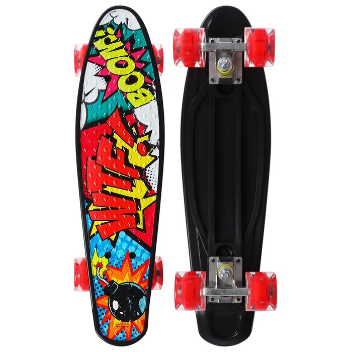 Пенниборд ONLYTOP «Турбопушка», 56х16 см, колёса световые PU 60х45 мм, ABEC 7, алюминиевая рама Пенниборд ONLYTOP «Турбопушка», 56х16 см, колёса световые PU 60х45 мм, ABEC 7, алюминиевая рама