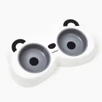 Миска двойная &laquo;Панда&raquo;, 2&times;160 мл, пластик, белая, серая