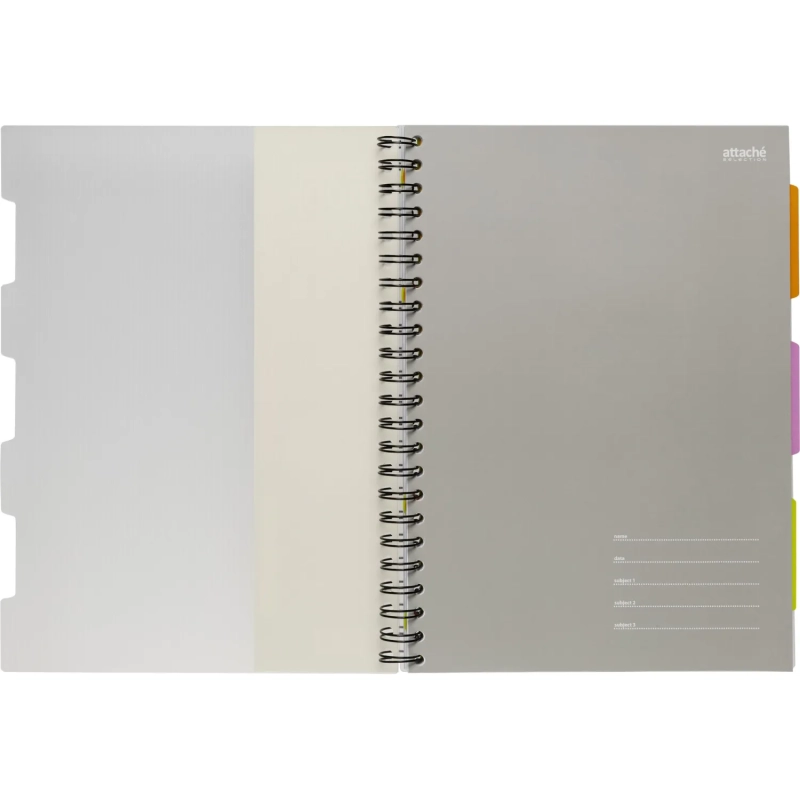 Бизнес-тетрадь 140л,кл,А4,SPIRAL BOOK Серый,евроспир,обл.пласт,раздел.84103