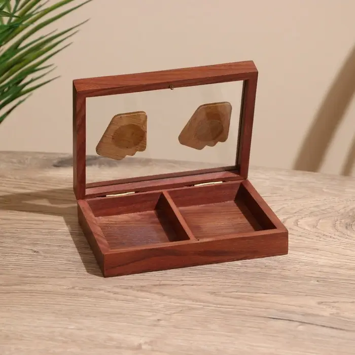 Шкатулка для игральных карт на 2 колоды, 15.5&times;12&times;3.5 см, дерево шишам