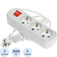 Удлинитель LUX У3-ЕВК-05 3 входа 5м с зазем. выключат., 250В, 16А