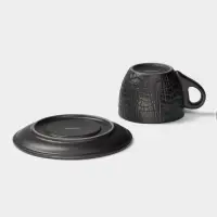 Чайная пара Magistro Black style, 2 предмета: чашка 200 мл, блюдце d=14.5 см, фарфор, чёрная