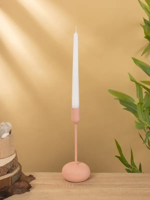 Подсвечник на 1 свечу текстурный  Подсвечник на 1 свечу текстурный "Пудровый розовый" 8х8х20 см