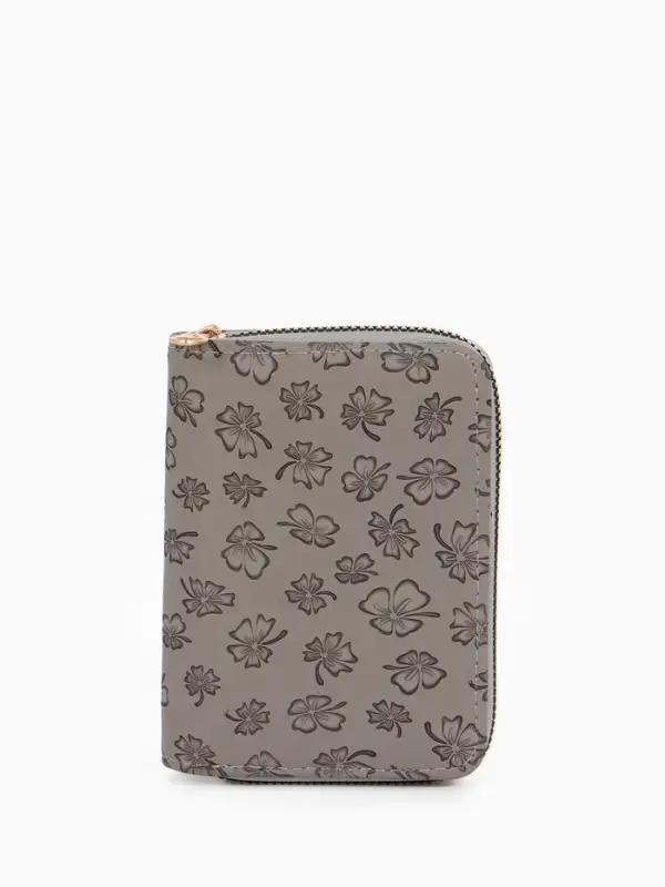 Кошелёк на молнии, 13&times;2&times;9 см, с принтом, серый
