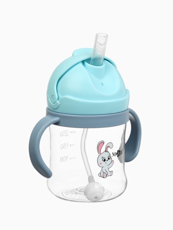 Mum&Baby, Поильник- непроливайка с трубочкой, зайка, голубой SL-07275C