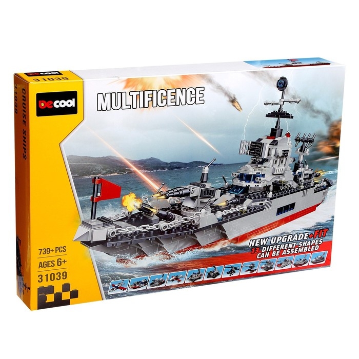 Конструктор блочный «Военный крейсер», 739 деталей Конструктор блочный «Военный крейсер», 739 деталей