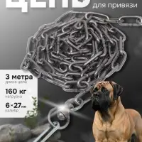 Цепь для привязи собак, 3 м, калибр 6&times;27 мм, черная