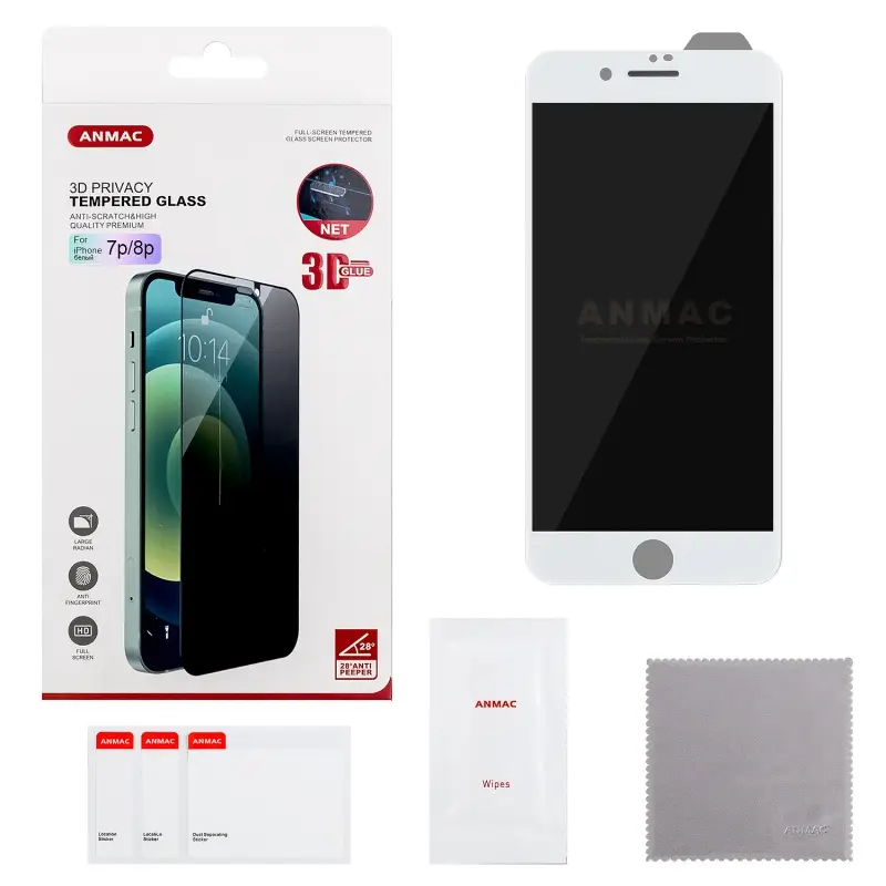 Защитное стекло для iPhone 7/8 Plus белое ANMAC 3D Privacy с сеточкой Арт. 1137248