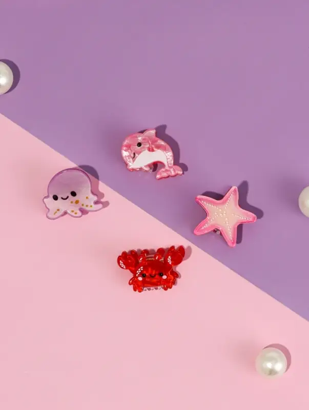 Краб для волос "Океан" (набор 4 шт) весельчаки, 3,5 см