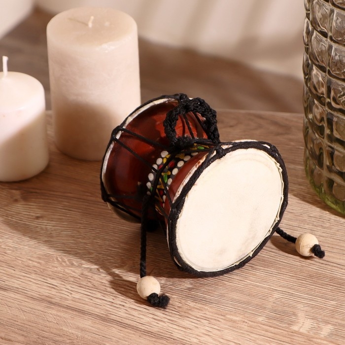 Сувенирный музыкальный инструмент Сувенирный музыкальный инструмент "Барабан Дамару" 9х9х9 см