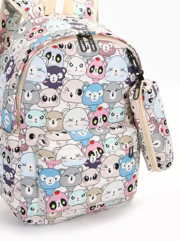 Рюкзак школьный &laquo;Звери&raquo;, с пеналом, 29&times;12&times;41 см, разноцветный